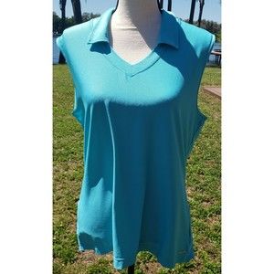 Mondetta Women's Turquoise Blue Sleeveless Collared Golf Tennis Tank Top XL EUC
